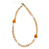 Farra Yellow / Orange Orange Shell With Raspberry And Pearls Phone Strap