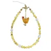 Farra Yellow Shell With Beaded Chicken Charm Phone Strap