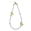 Farra Yellow White Quartz With Heart Citrine Gemstone Phone Strap