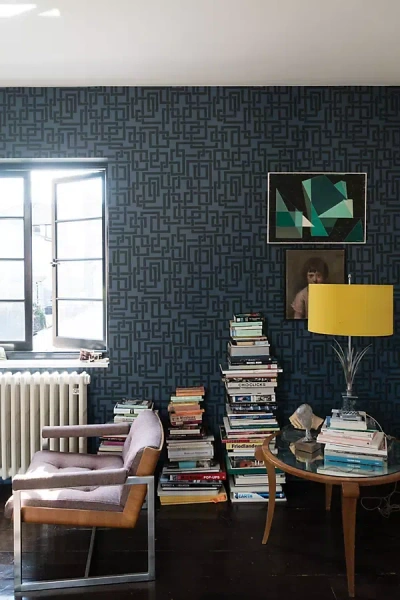 Farrow & Ball Enigma Wallpaper In Blue