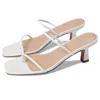 Faryl By Farylrobin Aria Sandal Women's White Leather Kitten Heel Gal1102 In White