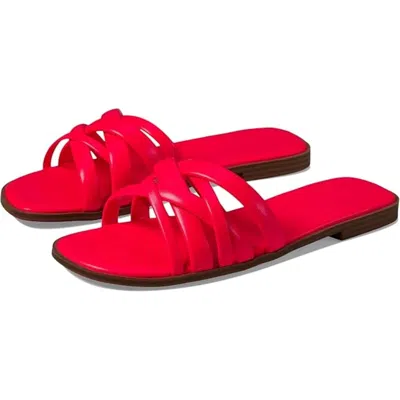 Faryl By Farylrobin Women's  Carmine Sandals Neon Pink Slip On Slide Gal992 In Red