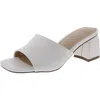 Faryl By Farylrobin Womens Block Heel Leather Mule Sandals In White