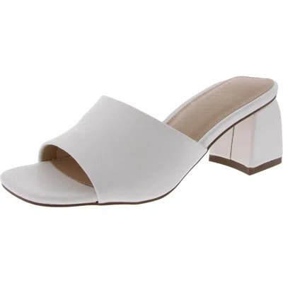 Faryl By Farylrobin Womens Block Heel Leather Mule Sandals In White