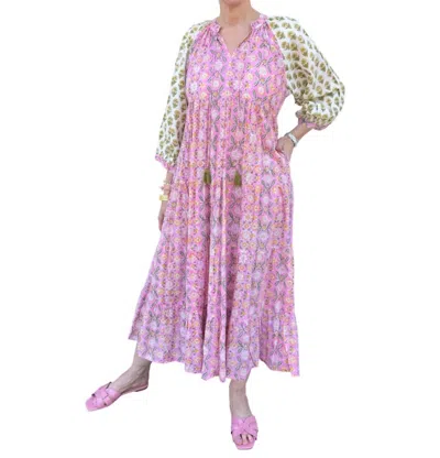 Farylina Nelly Cotton Midi Dress In Pink