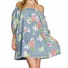 Fascination Floral Print Mini Dress In Light Blue In Multi