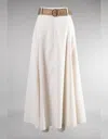 Fascination Women's Belted Flare Skirt In Oatmeal
