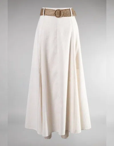 Fascination Women's Belted Flare Skirt In Oatmeal