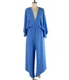Fascination Women's Dolman Capri Jumpsuit In Clean Blue In Multi