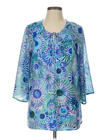 Pre-owned Fashion Bug 3/4 Sleeve Blouse In Blue