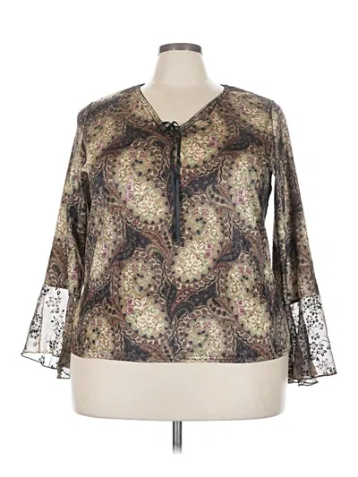 Pre-owned Fashion Bug 3/4 Sleeve Blouse In Brown