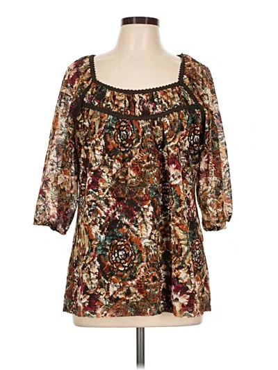 Pre-owned Fashion Bug 3/4 Sleeve Blouse In Brown