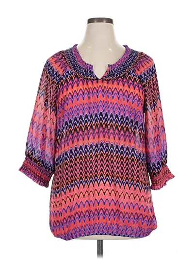 Pre-owned Fashion Bug 3/4 Sleeve Blouse In Purple