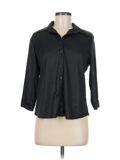 Pre-owned Fashion Bug 3/4 Sleeve Button Down Shirt In Black