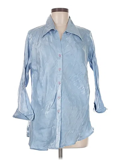 Pre-owned Fashion Bug 3/4 Sleeve Button Down Shirt In Blue
