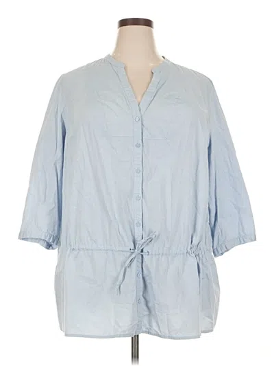 Pre-owned Fashion Bug 3/4 Sleeve Button Down Shirt In Blue