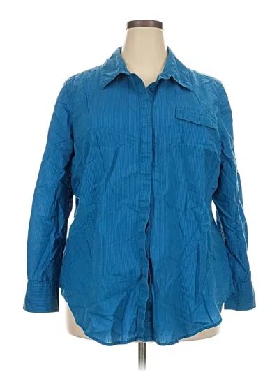 Pre-owned Fashion Bug 3/4 Sleeve Button Down Shirt In Blue