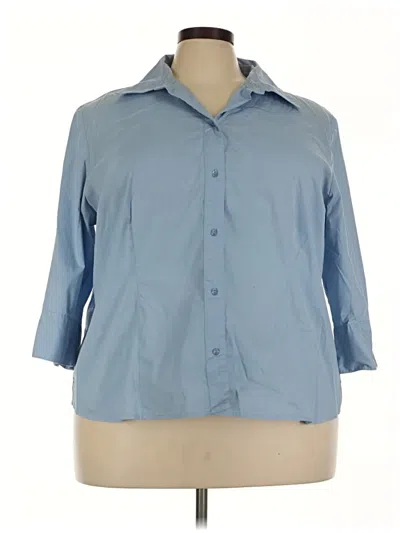 Pre-owned Fashion Bug 3/4 Sleeve Button Down Shirt In Blue