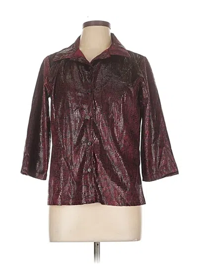 Pre-owned Fashion Bug 3/4 Sleeve Button Down Shirt In Burgundy