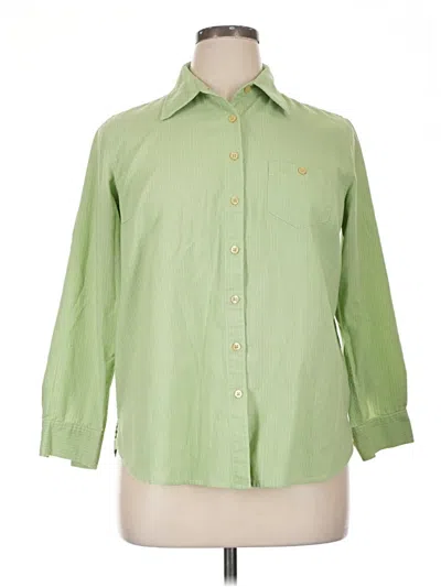 Pre-owned Fashion Bug 3/4 Sleeve Button Down Shirt In Green