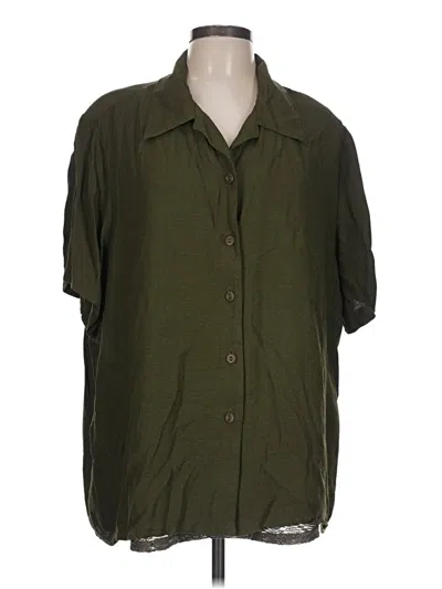 Pre-owned Fashion Bug 3/4 Sleeve Button Down Shirt In Green