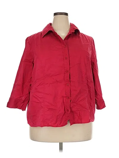 Pre-owned Fashion Bug 3/4 Sleeve Button Down Shirt In Red