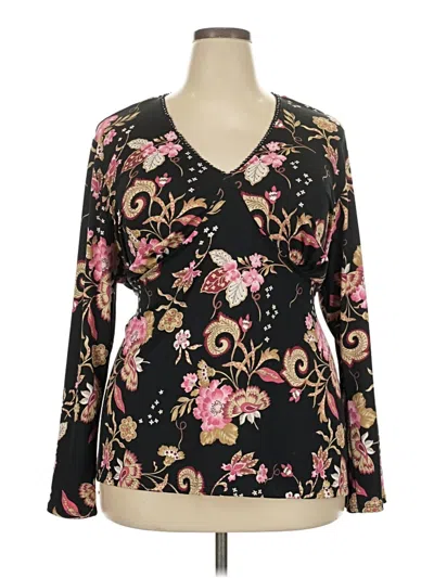 Pre-owned Fashion Bug Long Sleeve Blouse In Black