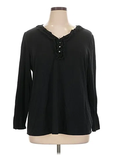 Pre-owned Fashion Bug Long Sleeve Blouse In Black