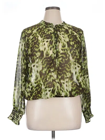 Pre-owned Fashion Bug Long Sleeve Blouse In Green