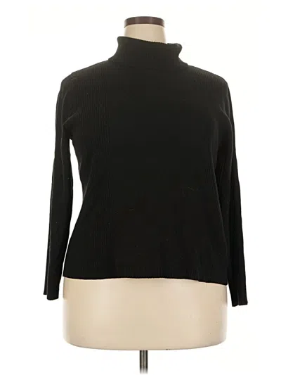 Pre-owned Fashion Bug Long Sleeve Top Black Turtleneck Tops