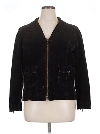 Pre-owned Fashion Bug Long Sleeve Top Brown Collared Neckline Tops