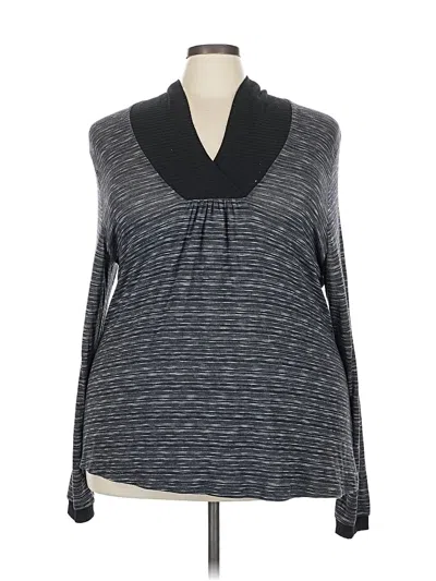 Pre-owned Fashion Bug Long Sleeve Top Gray Cowl Neck Tops