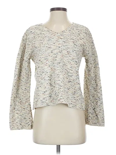 Pre-owned Fashion Bug Long Sleeve Top Ivory Crew Neck Tops In White