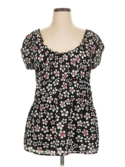 Pre-owned Fashion Bug Short Sleeve Blouse In Black