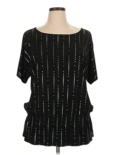 Pre-owned Fashion Bug Short Sleeve Blouse In Black