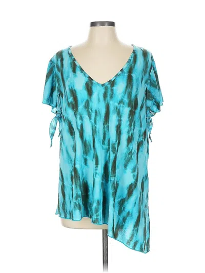 Pre-owned Fashion Bug Short Sleeve Blouse In Blue