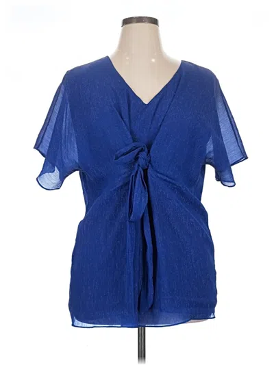 Pre-owned Fashion Bug Short Sleeve Blouse In Blue