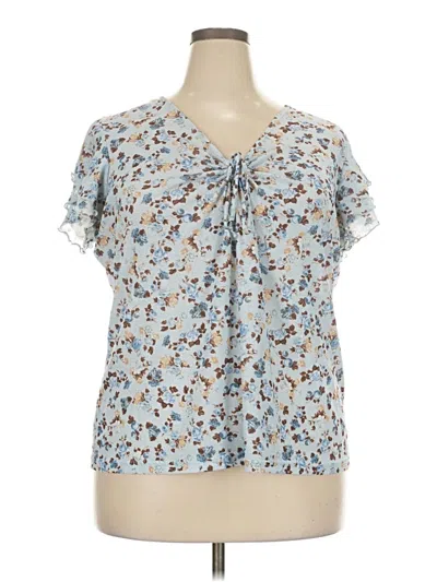 Pre-owned Fashion Bug Short Sleeve Blouse In Blue