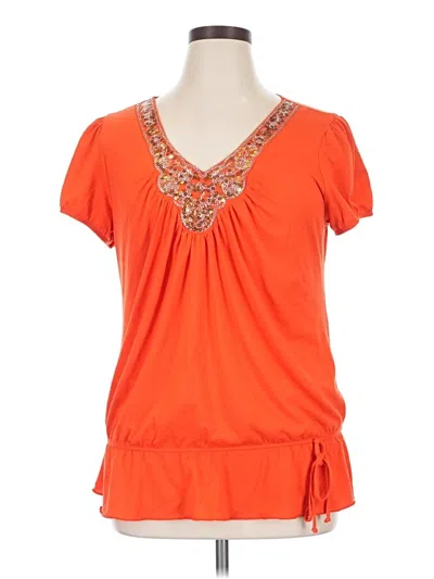 Pre-owned Fashion Bug Short Sleeve Blouse In Orange