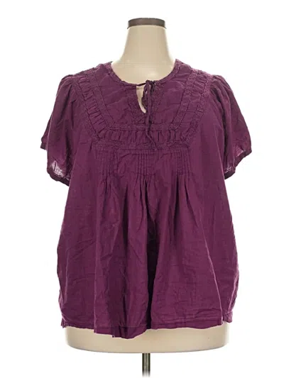Pre-owned Fashion Bug Short Sleeve Blouse In Purple