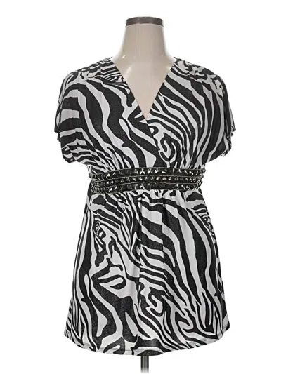 Pre-owned Fashion Bug Short Sleeve Blouse In Silver