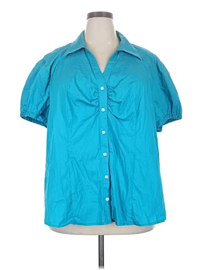 Pre-owned Fashion Bug Short Sleeve Blouse In Teal