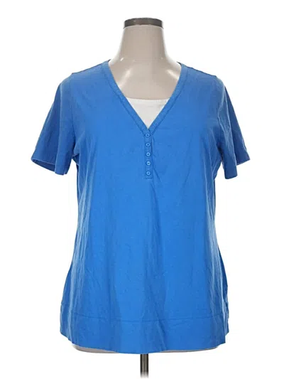 Pre-owned Fashion Bug Short Sleeve Henley Shirt In Blue