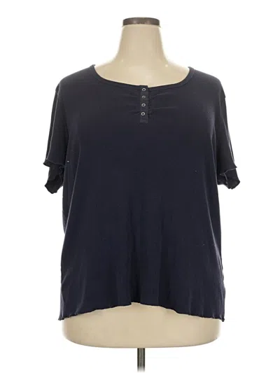 Pre-owned Fashion Bug Short Sleeve Top Black Crew Neck Tops