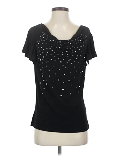 Pre-owned Fashion Bug Short Sleeve Top Black Stars Pattern Sweetheart Neckline Tops