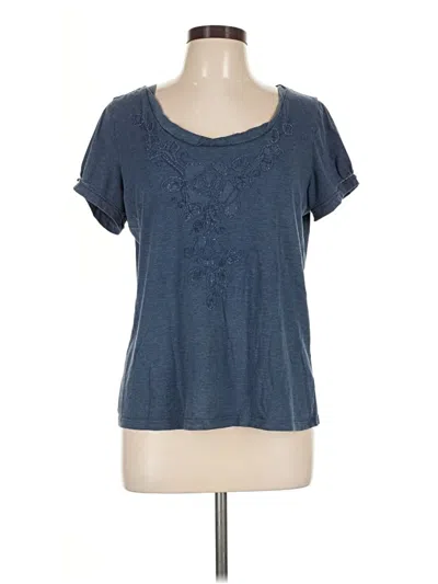 Pre-owned Fashion Bug Short Sleeve Top Blue Scoop Neck Tops