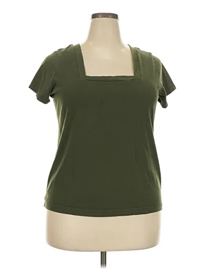 Pre-owned Fashion Bug Short Sleeve Top Green Scoop Neck Tops