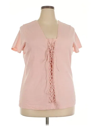 Pre-owned Fashion Bug Short Sleeve Top Pink Sweetheart Neckline Tops