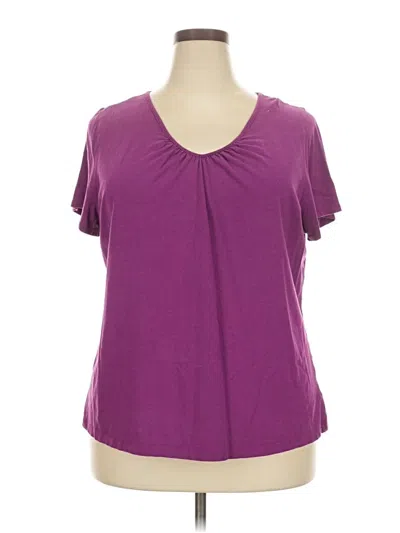 Pre-owned Fashion Bug Short Sleeve Top Purple V Neck Tops
