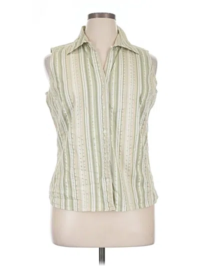 Pre-owned Fashion Bug Sleeveless Button Down Shirt In Green